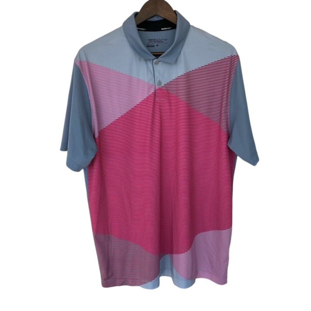 Nike GOLF Gray and Pink Tour Performance Polo - Large